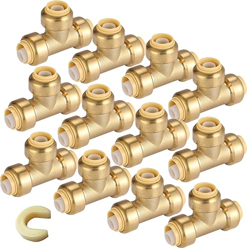 Miniatura 19 de Paquete de 12 acoplamientos rectos Pushfit de 1/2 pulgada, acoplamiento a presión de latón PEX con clip de desconexión, accesorios de plomería a