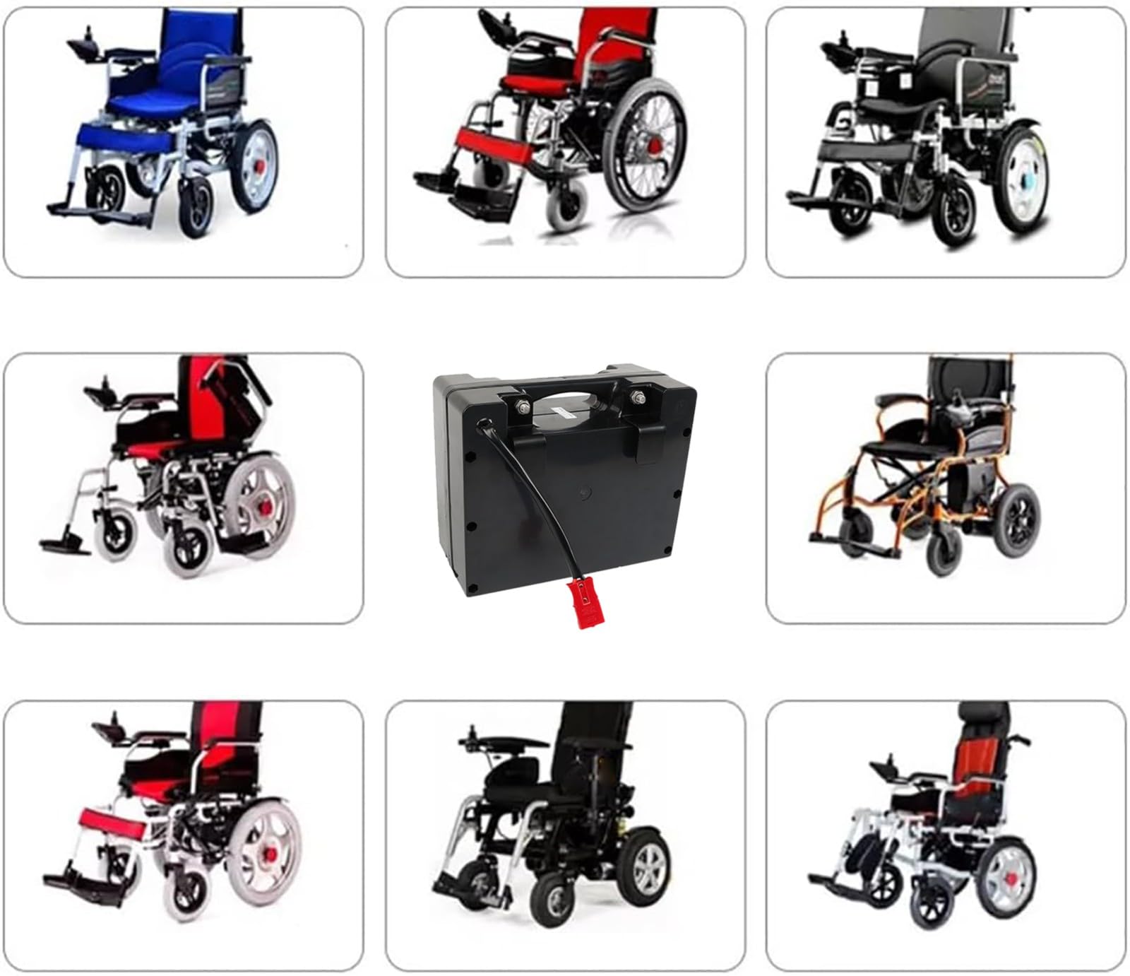 Batería para Silla De Ruedas Eléctrica, 24 V 12 Ah, con Cargador, Recargable E Impermeable, con Conector Anderson Rojo.