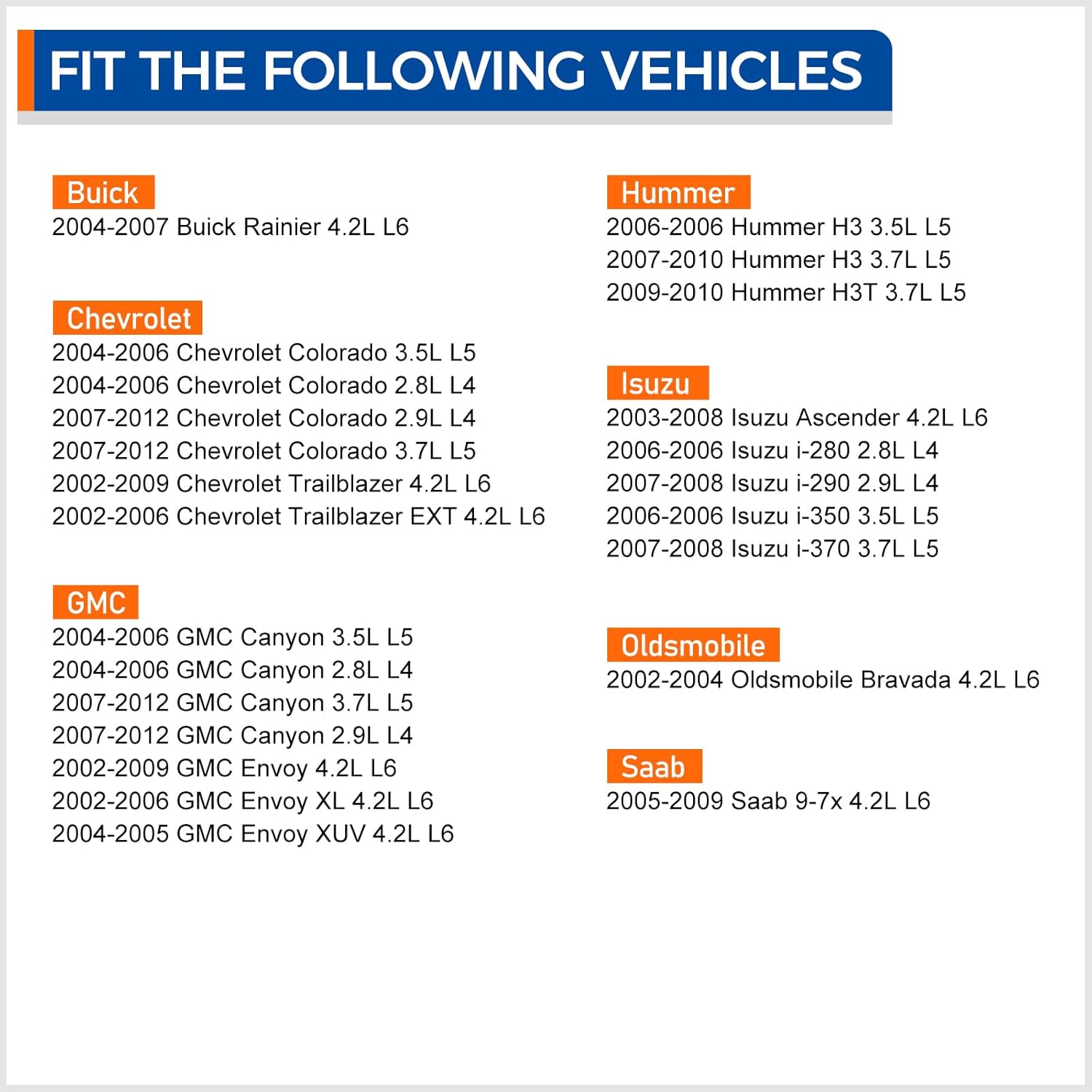 AW5097 Water Pump Fit for 04-07 Buick Rainier,04-12 Chevy Colorado/GMC Canyon,02-09 Trailblazer/Envoy, 06-10 Hummer H3,03-08 Isuzu Ascender,02-04 Oldsmobile Bravada,05-09 Saab 9-7X,2.8L 3.5L 3.7L 4.2L