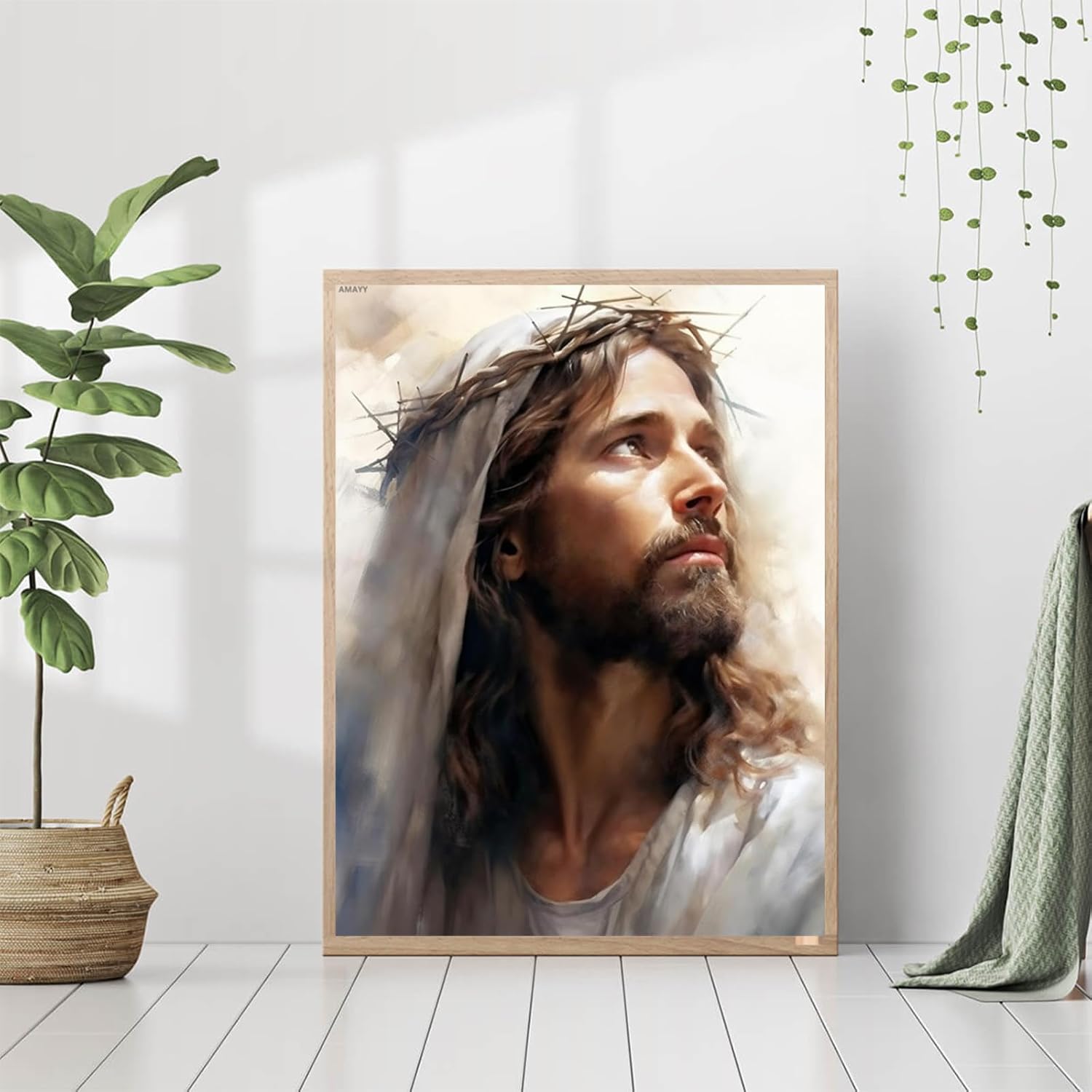 Jesus Diamond Art Painting Kits for Adult Religion Christ Diamonds Art 5D Full Drill Crystal Painting Art Kit Religious Craft for Wall Decor Gift 12x16inch / 40x30cm