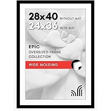Americanflat 26x39 Poster Frame with Polished Plexiglass - Black Picture Frame - Wide Photo Frames Made of Engineered Wood for Vertical or Horizontal Wall Display - Epic Collection - Black