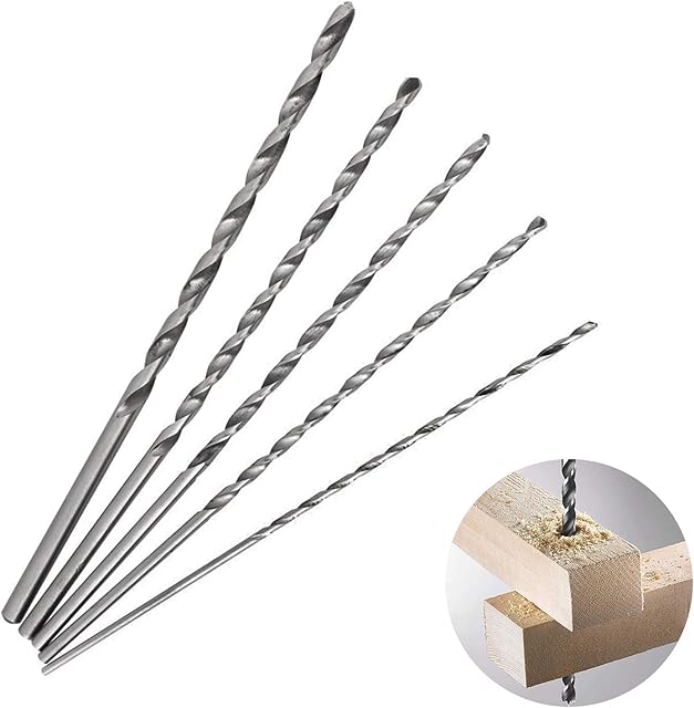 AOBETAK Extra Long Drill Bits, 5 Pcs High-Speed Steel HSS Twist Drill Bit Set, 150 mm Professional Long Auger Drill Bits for Wood Metal Aluminum Plastic (2/3/3.5/4/5 mm Diameter)