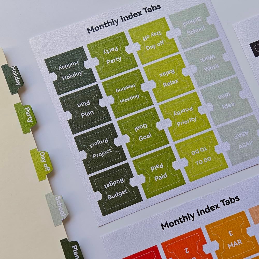 Planner Monthly Tabs Calendar Stickers for Journals, Scrapbooks, Training Manuals, and Important Documents (Adventure)