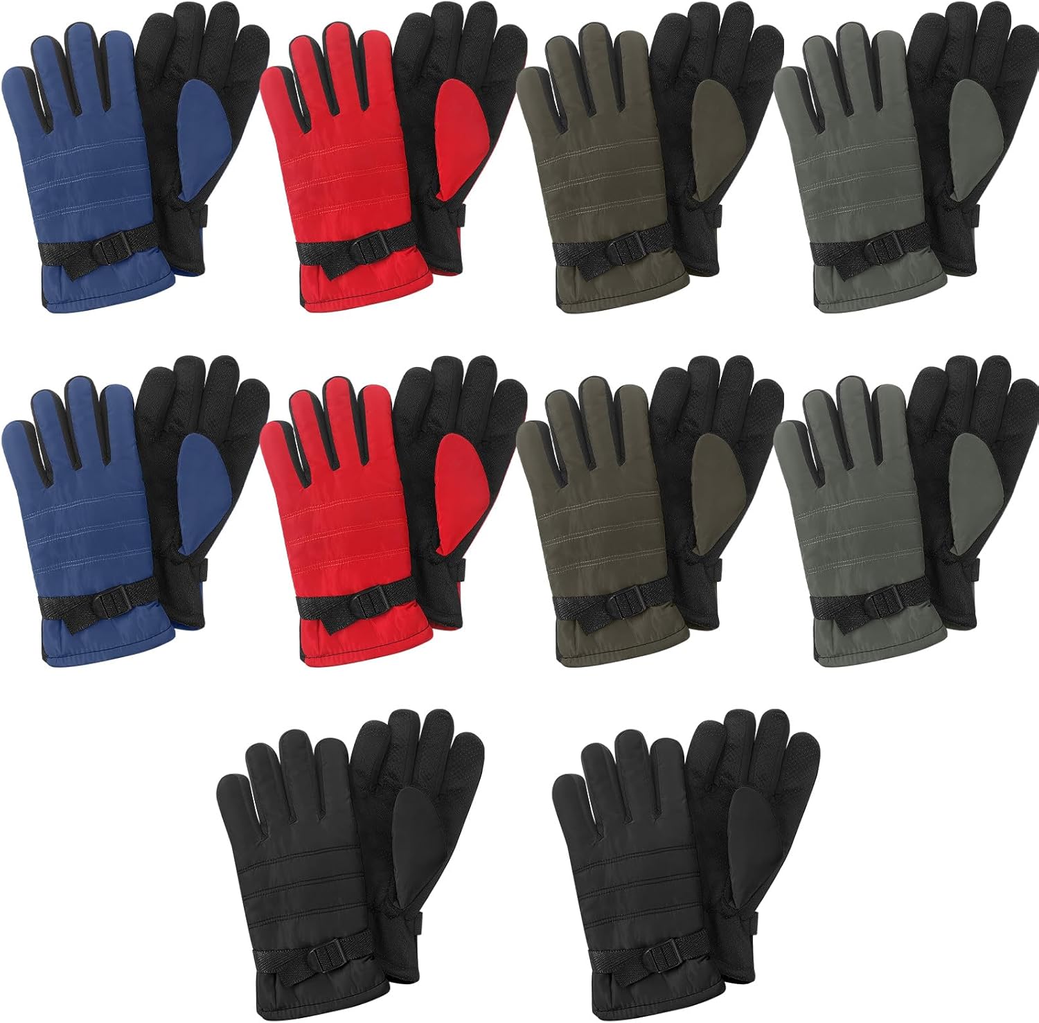 Suhine 10 Pairs Winter Gloves for Men Women Windproof Insulated Thermal Ski Gloves with Adjustable Wristbands Adults Warm Gloves for Cold Weather Snowboarding Hiking Snow Sports Activities