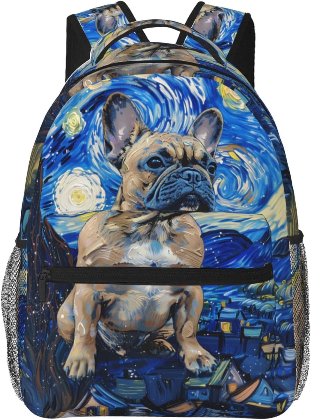 French Bulldog Backpack for School, Work, Camping, Lightweight Travel Daypack with Multi-Pocket Storage, Adjustable Shoulder Straps Bookbag, 11.4×5.9×15.7in, Boys Girls Women Gifts Backpacks