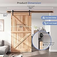Vista 6 de EaseLife Kit de riel de herrajes para puerta corrediza de granero de 8 pies, polea recta, se desliza suavemente silenciosamente, fácil de instalar