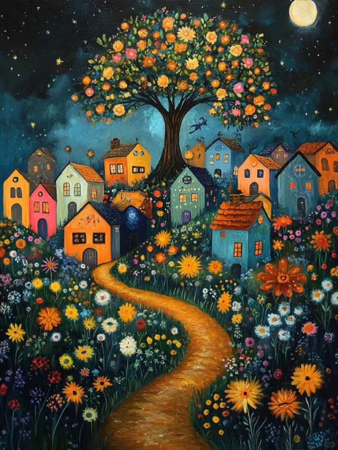 Rqwybcaxn C Bead Ross Stitch Kits Flowers And Town 40X50cm