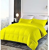 Vista 18 de Juego de edredón de 3 piezas con costuras en caja a rayas moradas de 500 GSM, potencia de relleno, 100% algodón egipcio, edredón acolchado olímpico