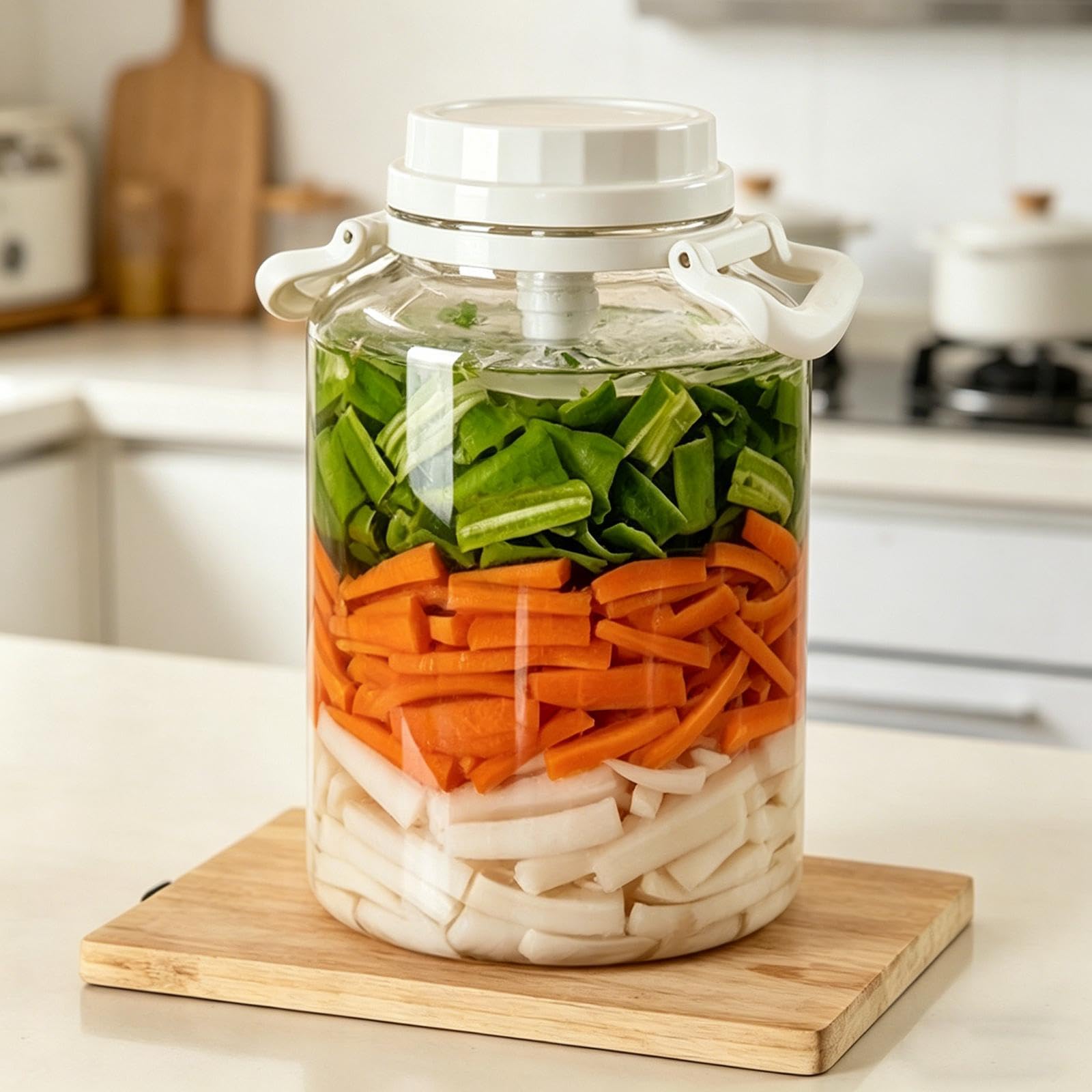 Accesorios para Tarros de Encurtidos. Contenedor Rectangular para Fermentación. Contenedor de Almacenamiento de Alimentos para Encimera, Oficina O Nev, White 10 L, Individual