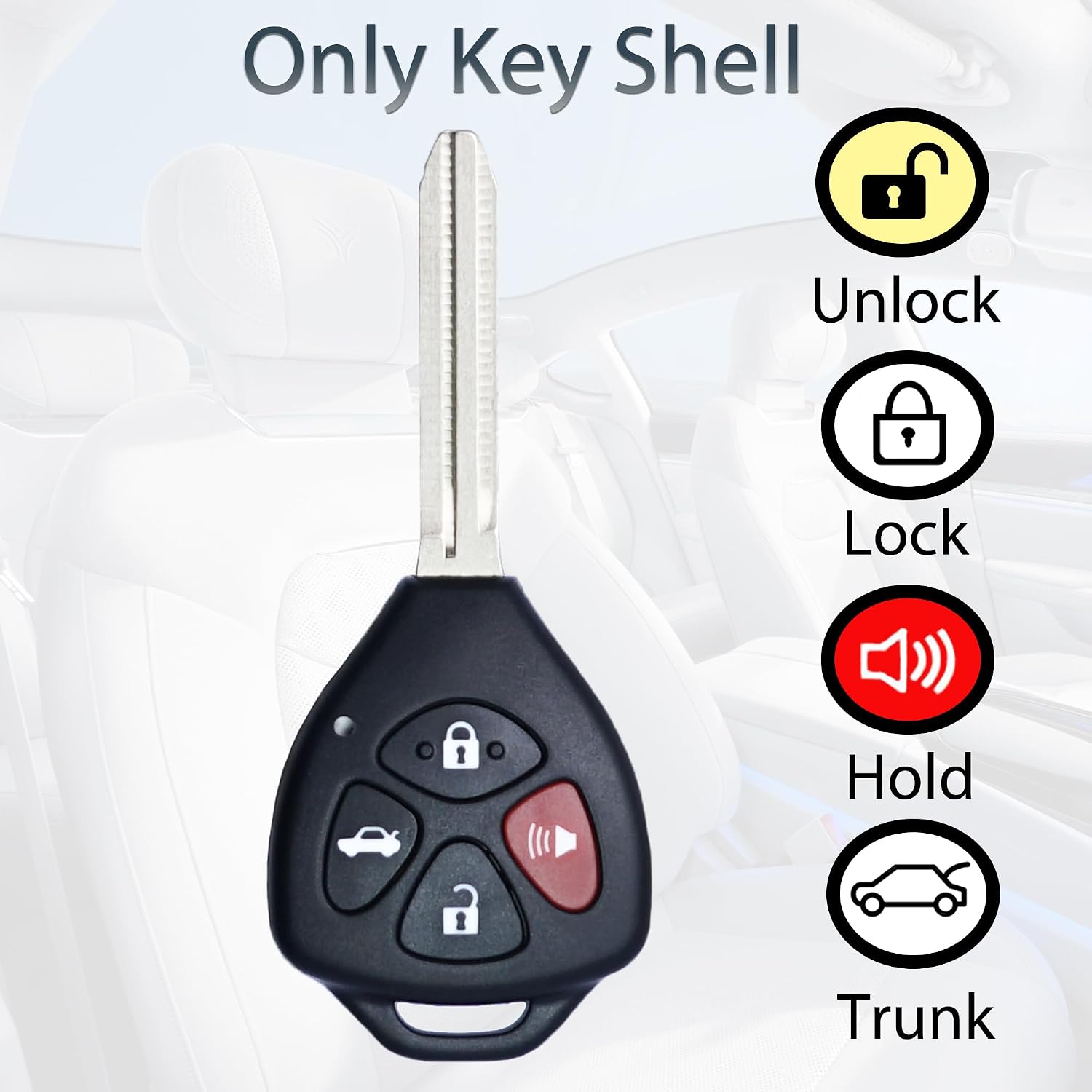SUPALAND Key Fob Shell Case Replacement Fits for Toyota Camry Corolla Venza Avalon 2007 2008 2009 2010 2011 2012 2013 Keyless Entry Remote Control 4 Button Pad Key Cover