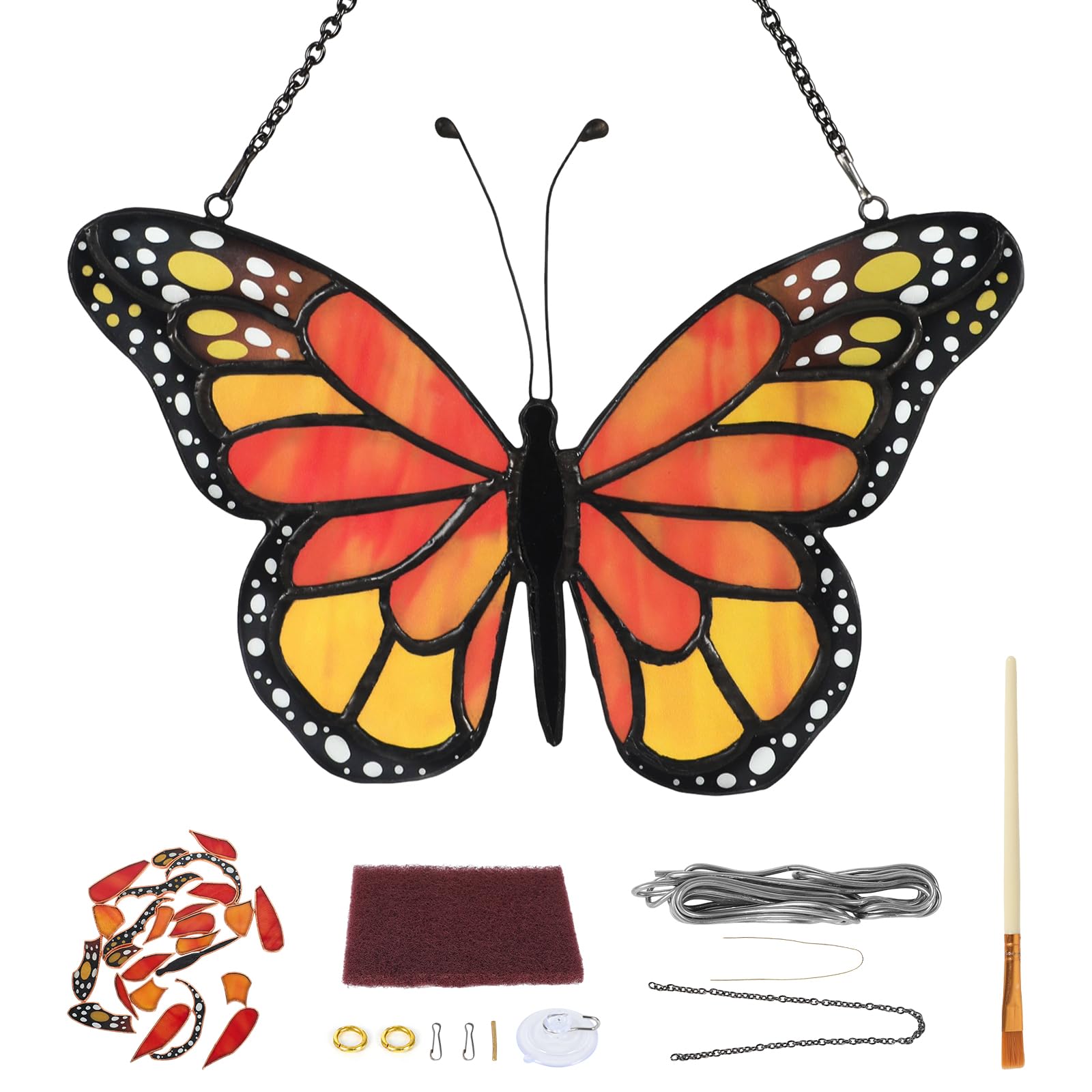 Pre Cut Stained Glass Kit DIY, Pre-Foiled Glass Pieces for Suncatcher Décor
