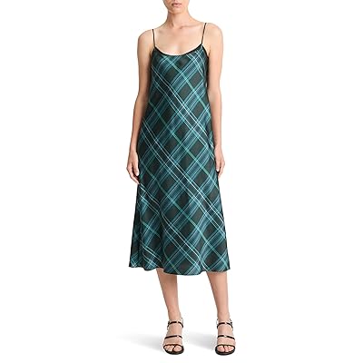 Vince Plaid Lace Trim Slip Dress Women