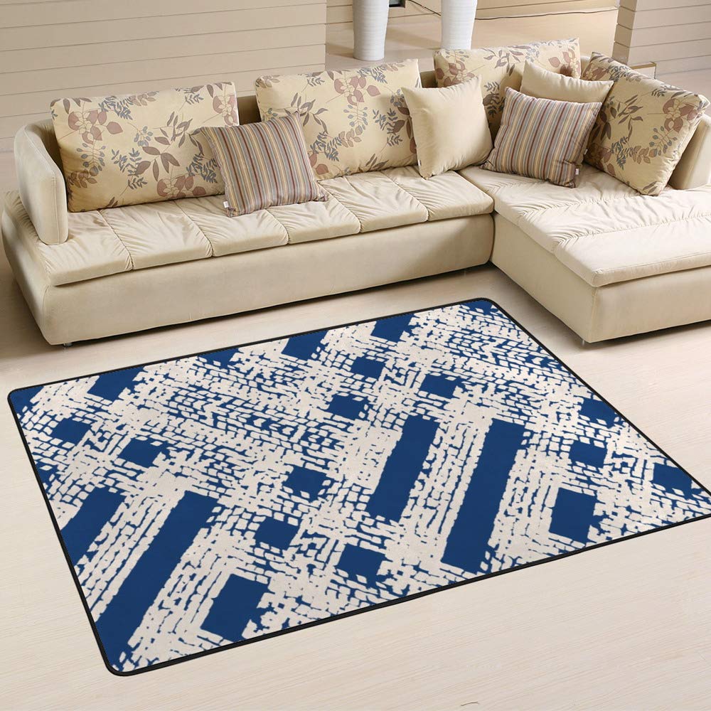 Tapis à lignes géométriques anti tache durable pour salon et chambre