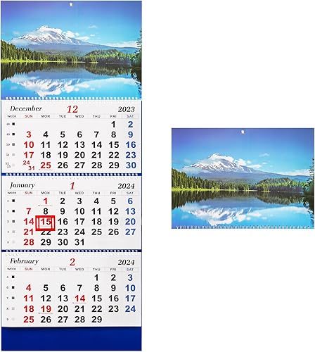 Whiidoom Calendario de pared 2024, calendario mensual de 3 meses, calendario de pared grande de papel grueso, calendario 2023-2025, calendario de 14