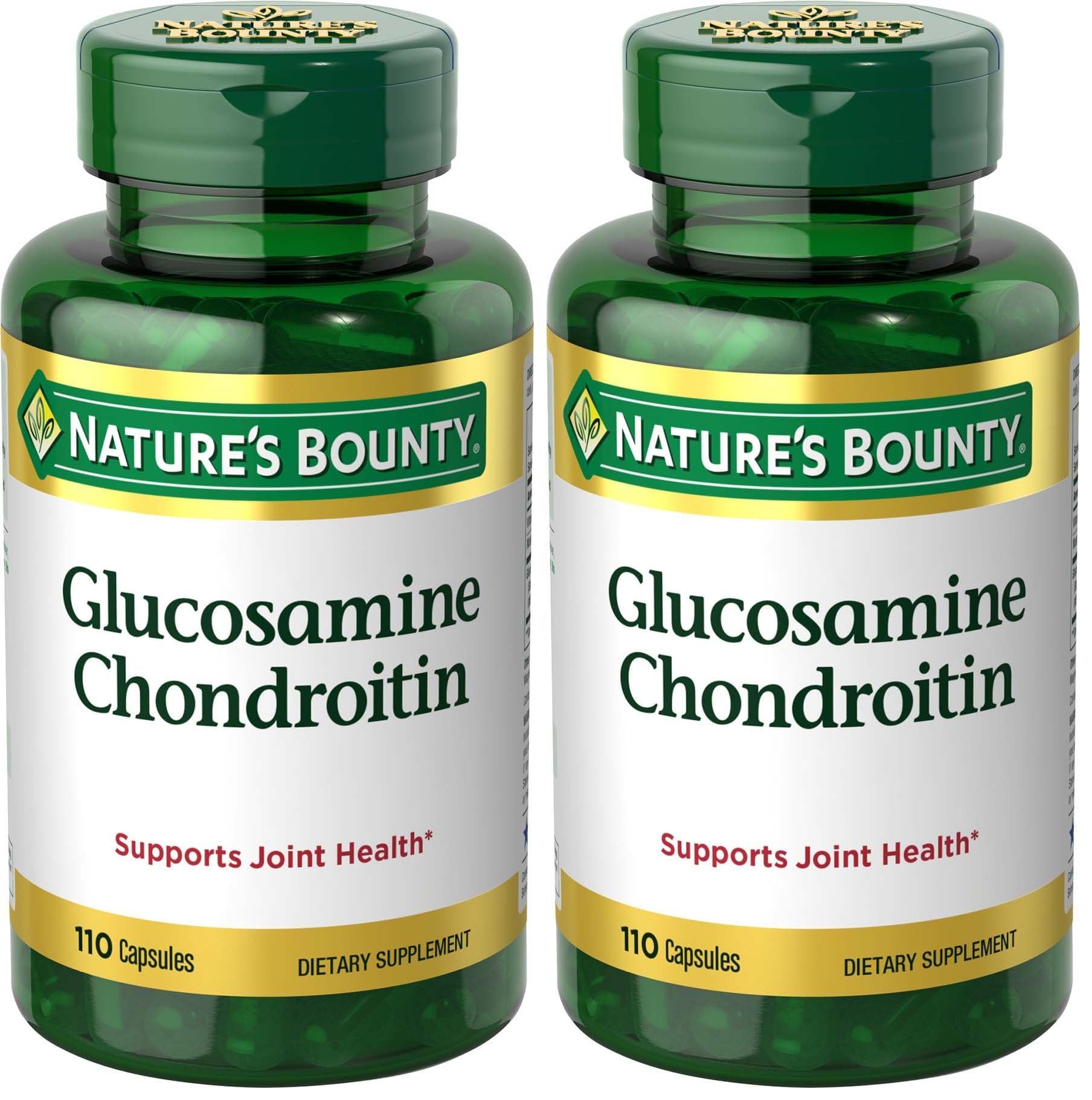 Nature's Bounty Glucosamine Chondroitin Pills and Dietary Supplement, Support Joint Health, 110 Capsules (Pack of 2) Unflavored 110 Count (Pack of 2)