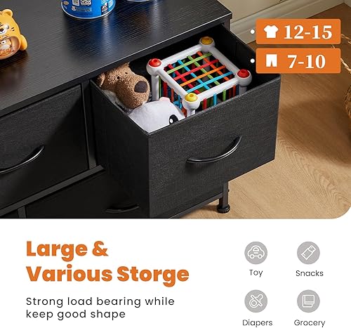 Miniatura 4 de Sweetcrispy Cómoda de 5 cajones para dormitorio, muebles de soporte de TV, torre de pecho alto, unidades organizadoras de almacenamiento para ropa,