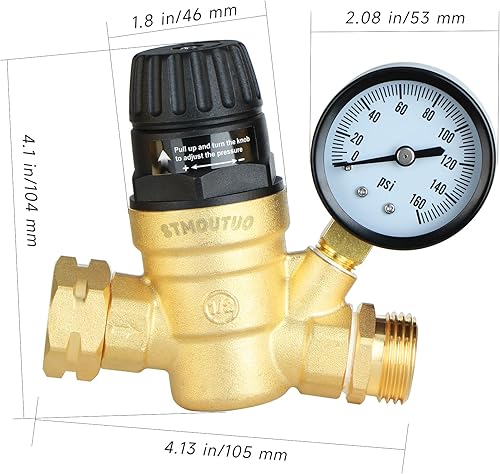 Miniatura 8 de Regulador de presión de agua para autocaravana RV Camper. Regulador de presión de agua ajustable sin plomo de latón con calibre 0-160 PSI, filtro de