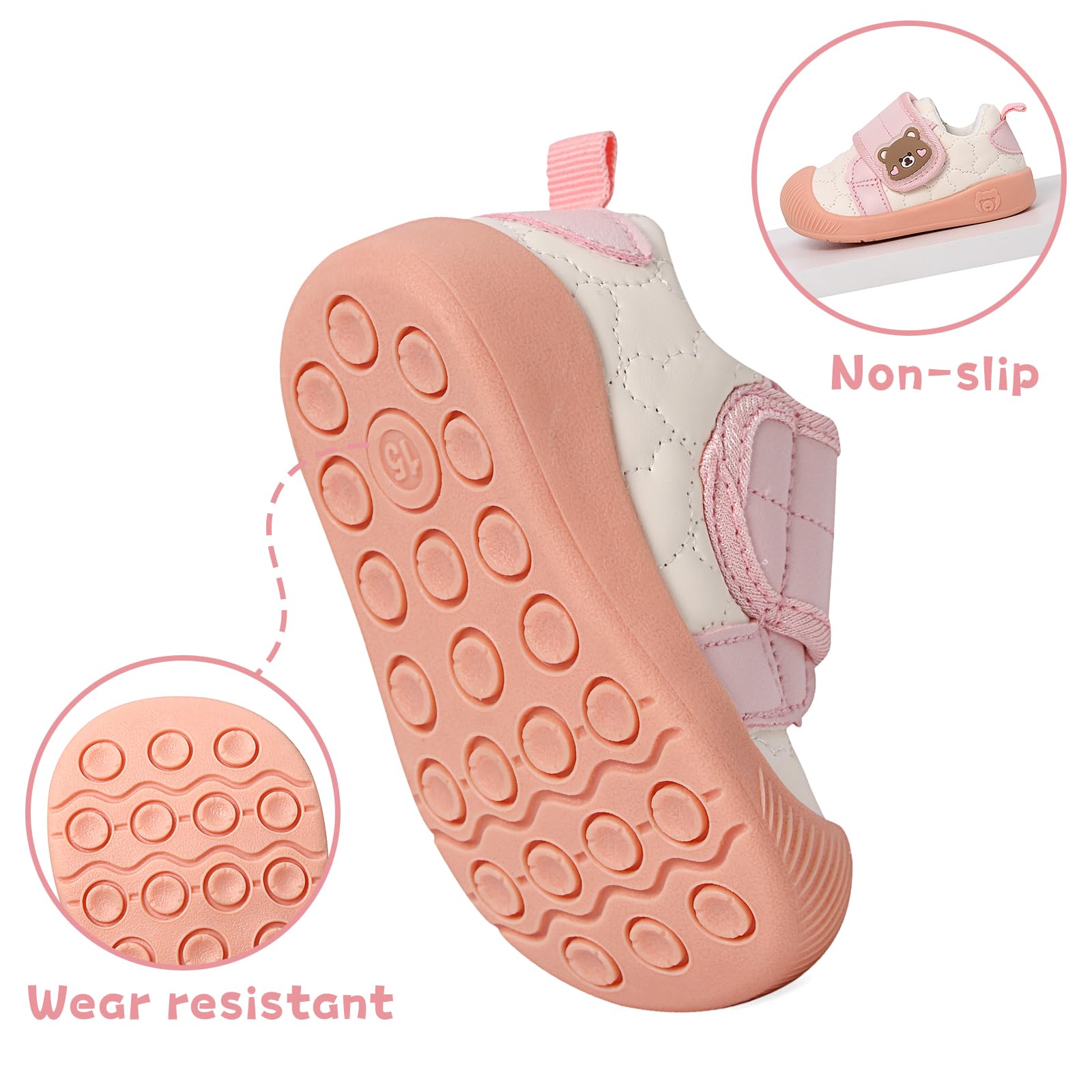 MASOCIO Chaussure Bébé Fille Garçon Premier Pas Baskets Plat Semelle Caoutchouc Antidérapant
