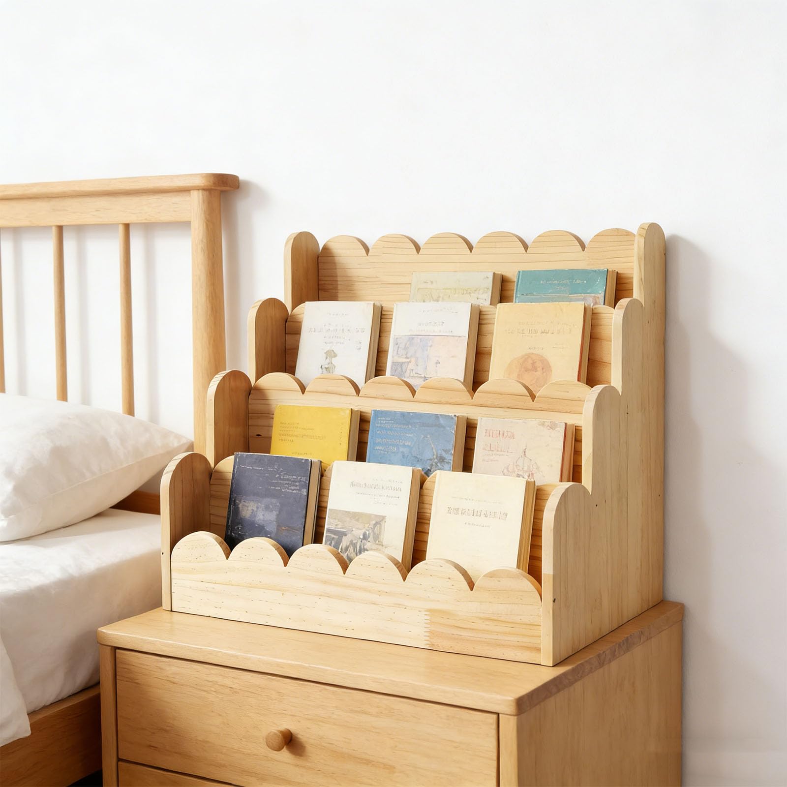 Libreria in legno a più sezioni per bambini, supporta lo sviluppo dell'apprendimento e mantiene i libri illustrati ben organizzati per la cameretta dei bambini