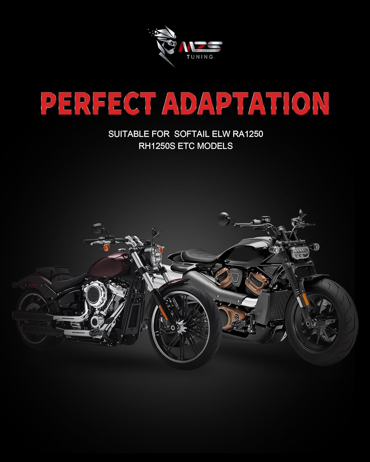 MZS Motorcycle Front Foot Pegs, 2018-2025 Adjustable Footpegs Rest Pedal Accessories Black Compatible with Softail Slim Lower Rider Street Bob Fat Bob Boy Sport Glide Heritage Breakout RA1250 RH1250S