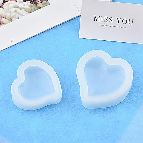 Miniatura 6 de WANDIC 3 moldes de resina epoxi de corazón de silicona, moldes hechos a mano para cubitos de hielo para manualidades, decoración de joyas y