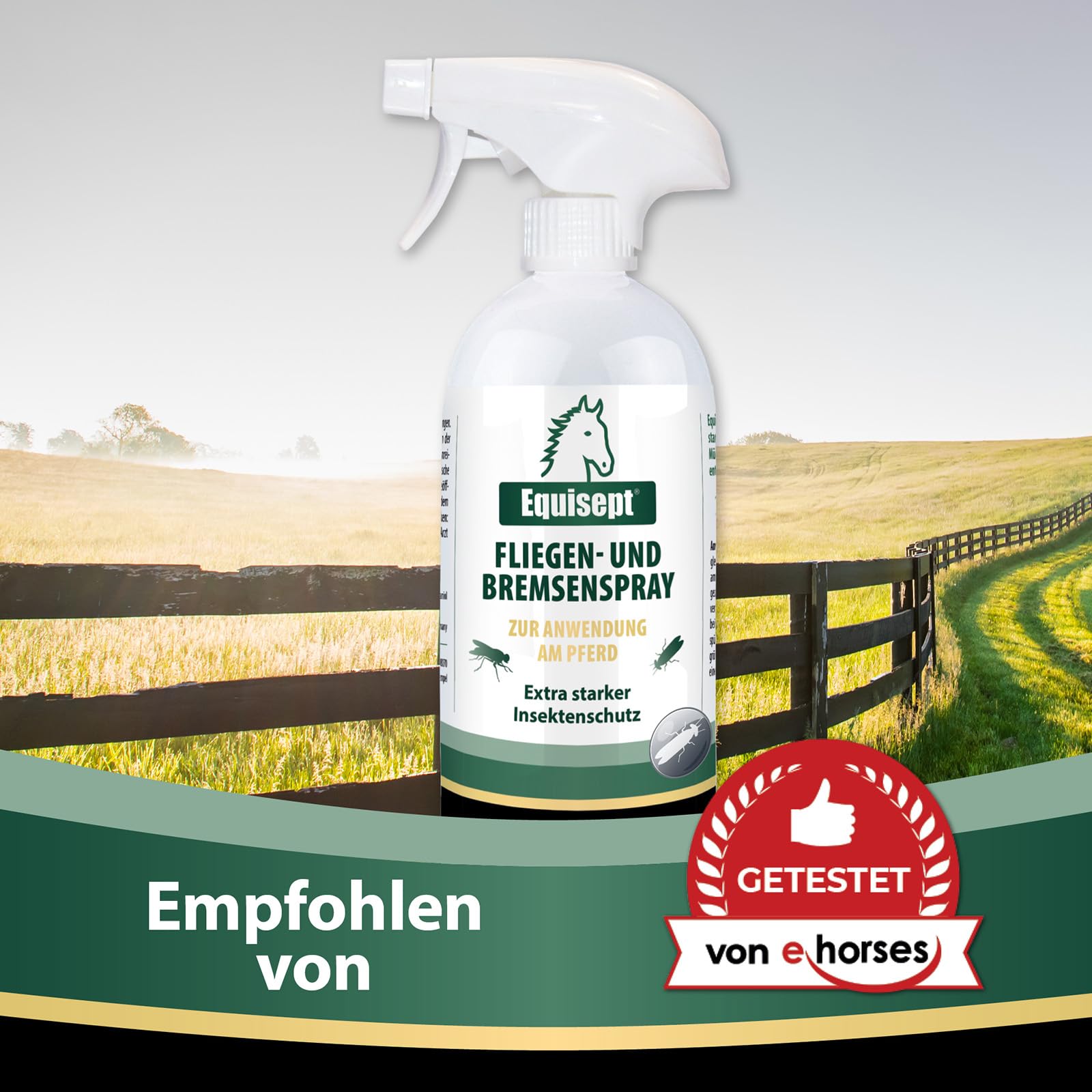 Equisept Fliegenspray Pferd & Bremsenspray für Pferde 500ml - Mückenspray Pferd, Insektenspray zur Anwendung am Pferd - Haut- & fellschonend - Von Tierärzten empfohlen