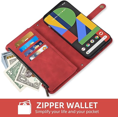 Miniatura 5 de Asuwish Funda para teléfono para Google Pixel 4 XL con protector de pantalla de vidrio templado, correa cruzada para la muñeca, patrón de tapa de