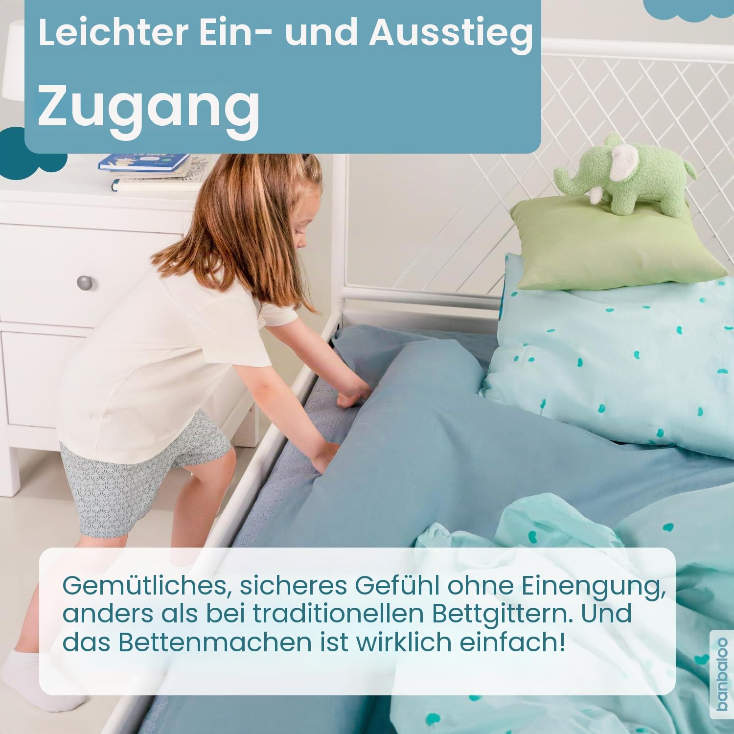 BANBALOO – 2er Pack - Bettkantenschutz, Schutzkissen für Kinderbett, Trennkissen, Randkissen, Babykissen, Bettsicherung und Rausfallschutz, rutschfestes und tragbares Schaumstoff-Kissen