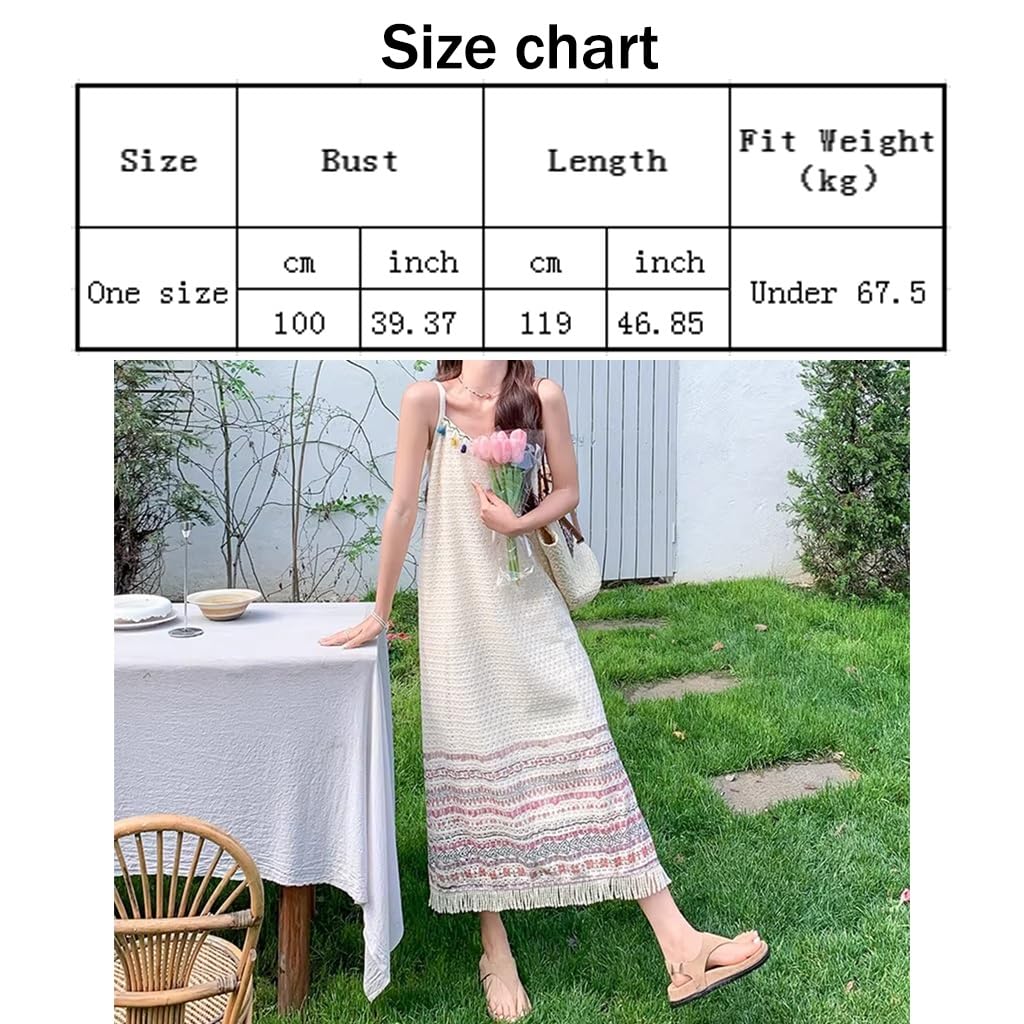 Abito Lungo con Spalline A Frange in Stile Bohémien, Abito da Spiaggia Estivo Etnico da Donna, Abiti da Vacanza