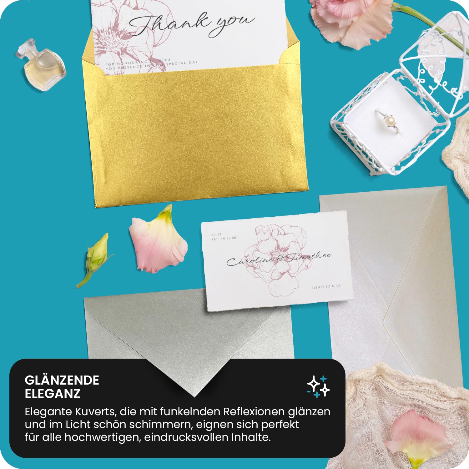 Netuno 25 Square Black Pearlescent Envelopes DIN K4 170x170mm 6.69x6.69″ 125gsm Sirio Pearl Coal Mine Peel&seal Square Flap No Window For Wedding Invitations Sympathy Greeting Cards Christmas Vouchers