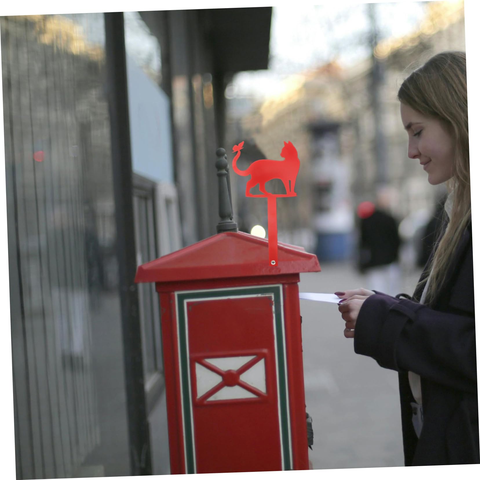 balacoo Stylish Wrought Iron Mailbox Decoration Cat Flag for Mailbox Garden Dec