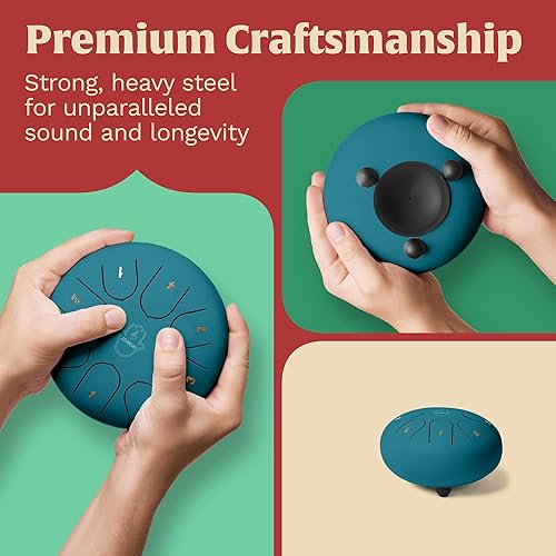 Miniatura 5 de ZERBEAT Tambor de lengua de acero de 6 pulgadas, tambor de acero de 8 notas + soporte único, baquetas, púas de dedos, bolsa, apto para principiantes