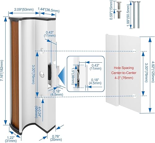 Miniatura 4 de Baomain Juego de manijas de puerta corrediza C-a-C de 3 pulgadas, reemplazo de pestillo de abrazadera de montaje en superficie para puertas