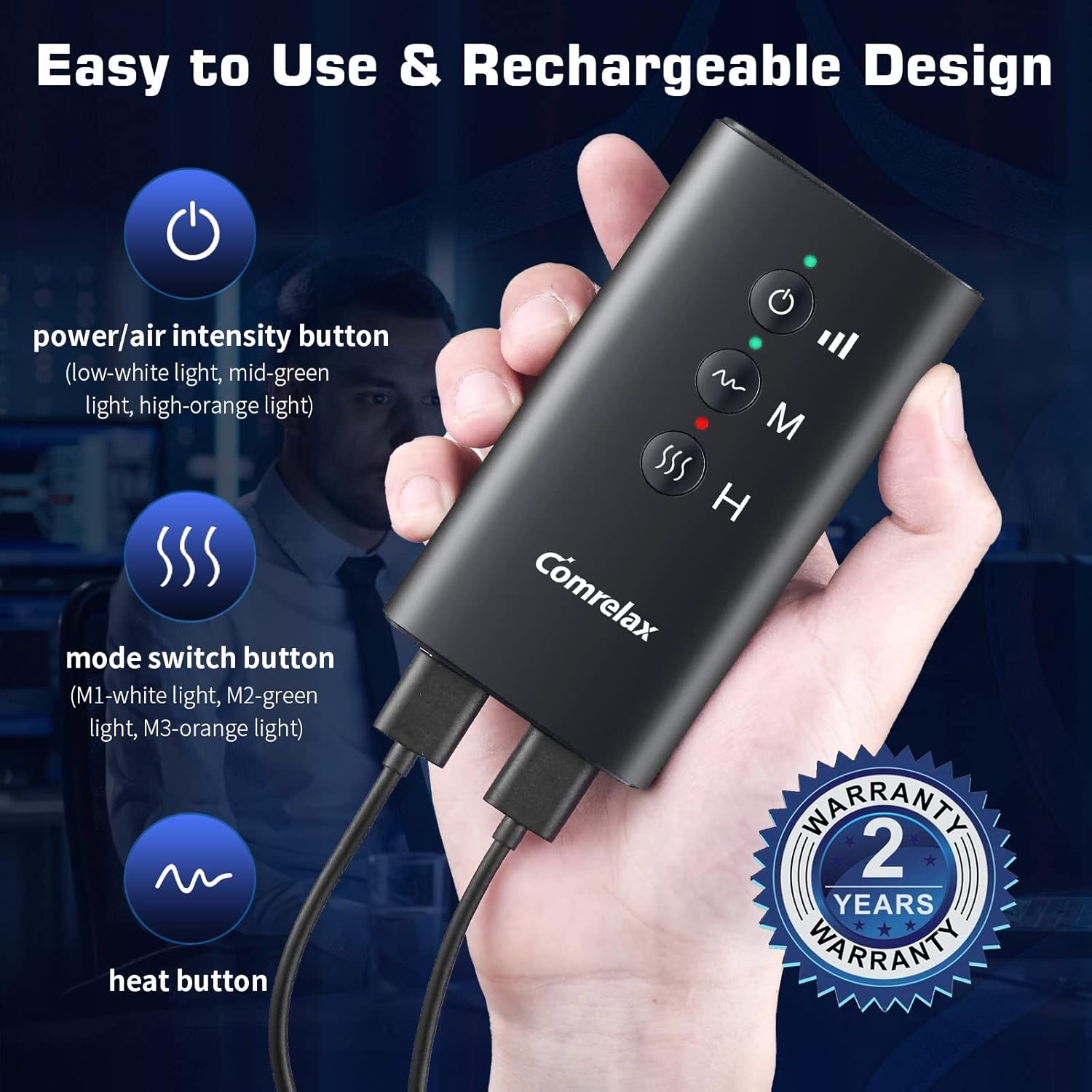 Rechargeable Leg Massager with Heat for Circulation Air Compression Pain Relief Calf Foot Massager Electric Machine Massage Handheld Controller 3 Intensities 3 Modes - Image 6