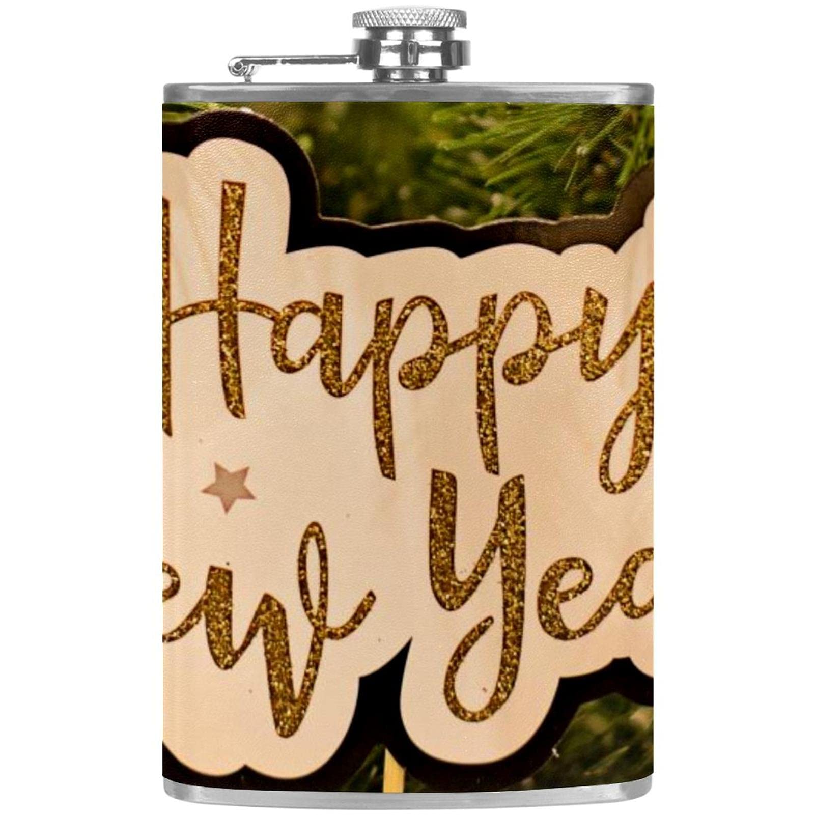 Flasque pour liqueur en acier inoxydable avec entonnoir étanche motif Joyeux Noël et Chien