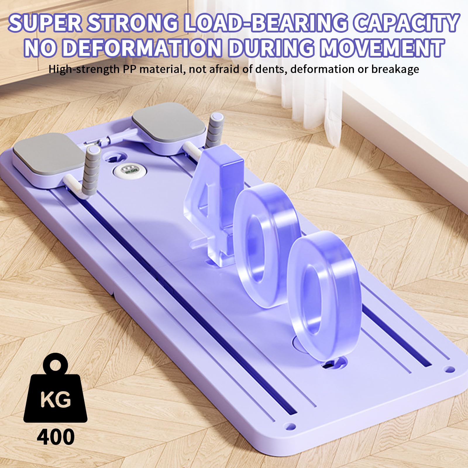 VHV Pilates Reformer Compact, 4 en 1 Pilates Pliable,La roue abdominale push-up rebondit automatiquement Minuterie,Planche Abdominale Pilates Multifonction pour la Maison et la Salle de Sport (Violet)
