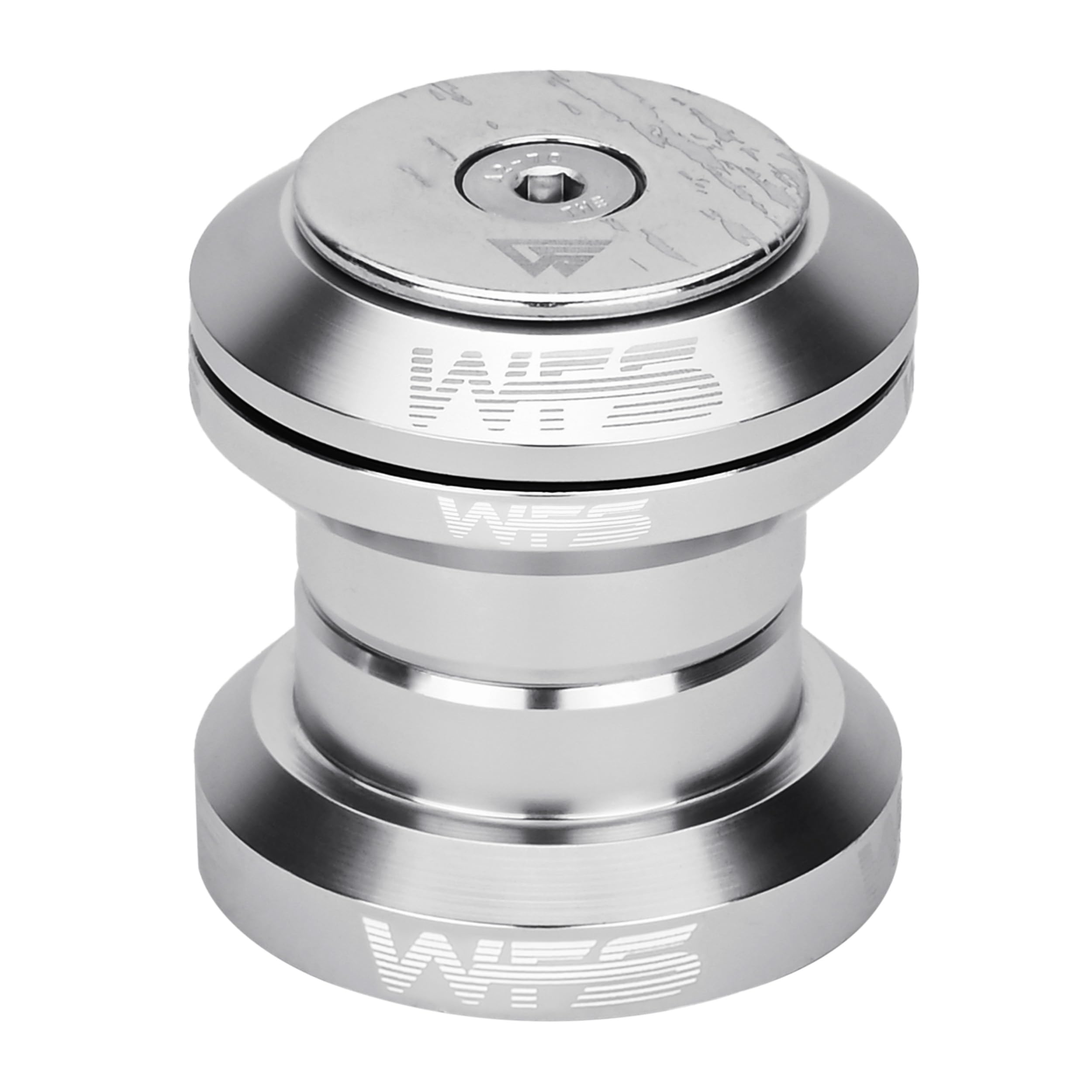 WFS NV.37 Precision CNC Bike Headset 1-1/8 Inch - Threadless Design with Sealed Bearings for MTB and Road, Silver — image 1