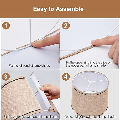 Miniatura 8 de Juego de 2 pantallas marrones, lámparas de mesa y pie de tela mediana, parte superior de 13 pulgadas x 11 pulgadas inferior x 10 pulgadas de alto