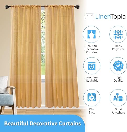 Miniatura 3 de LinenTopia Cortinas traslúcidas para ventana  2 paneles de cortinas transparentes, 54 x 63 pulgadas, elegantes cortinas traslúcidas que filtran la