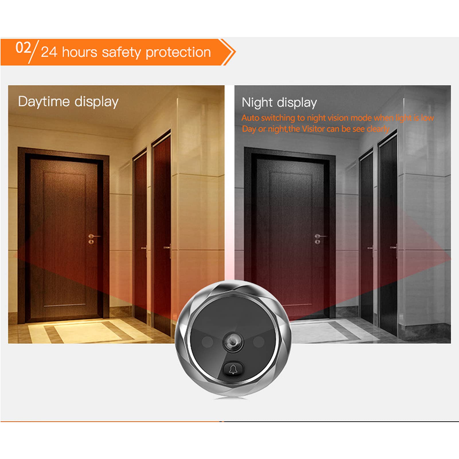 Dpofirs HD-Video-Türklingelkamera, Digitale Türspion-Kamera mit 5,1 Zoll, 90°-Ansicht Nachtsicht-Digital-Video-Türklingel passend für Zuhause/Hotel((DD1 Silber))