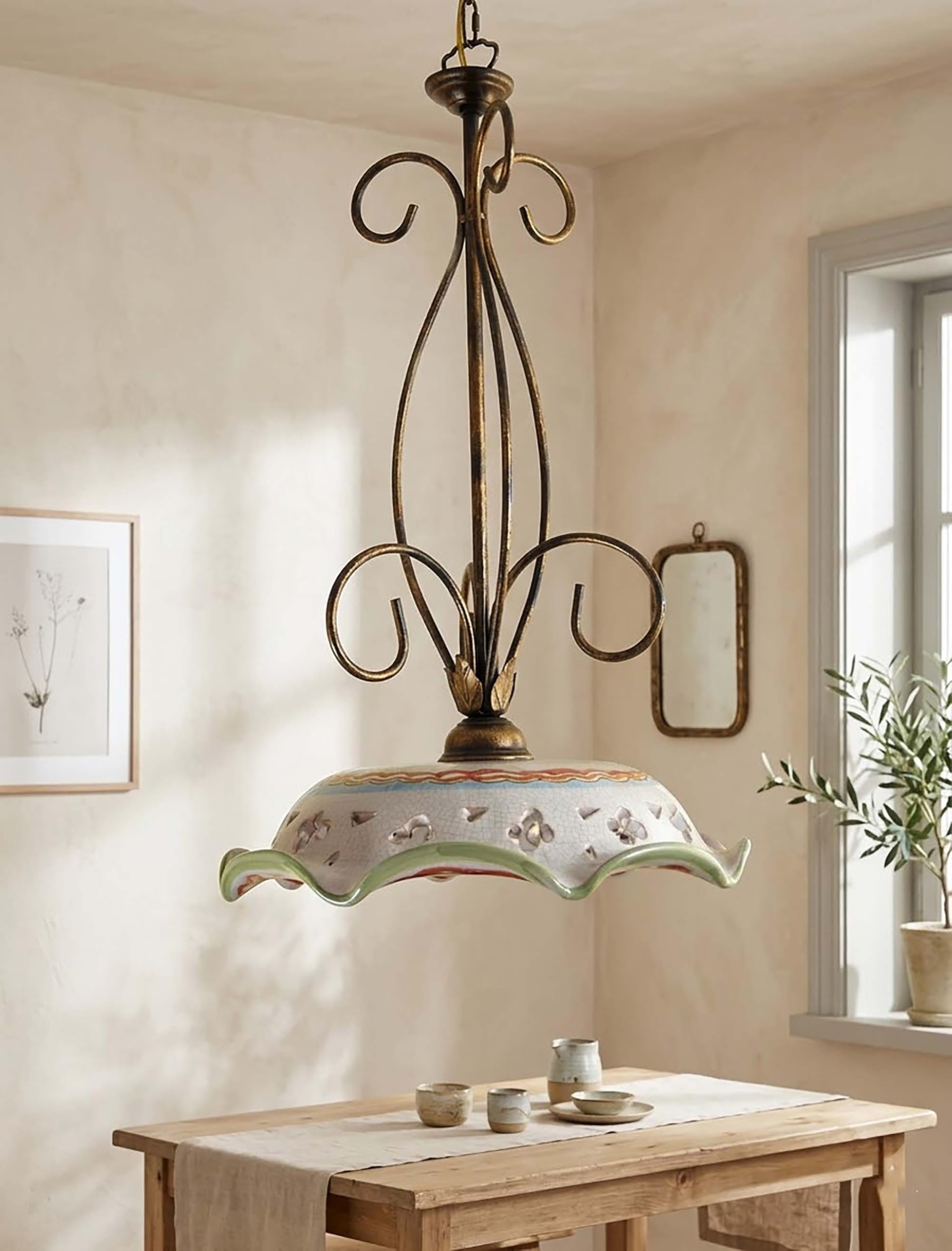 Lampadaire rustique Elvira céramique sicilienne pour entrée chaleureuse