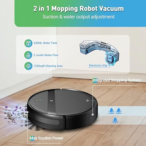 Miniatura 3 de Robot Vacuum and Mop Combo, WiFiAppAlexa, 2 in 1 Robot Vacuum Cleaner with Tangle-Free Cyclone Suction, Scheduled Cleaning, Automatic Recharge