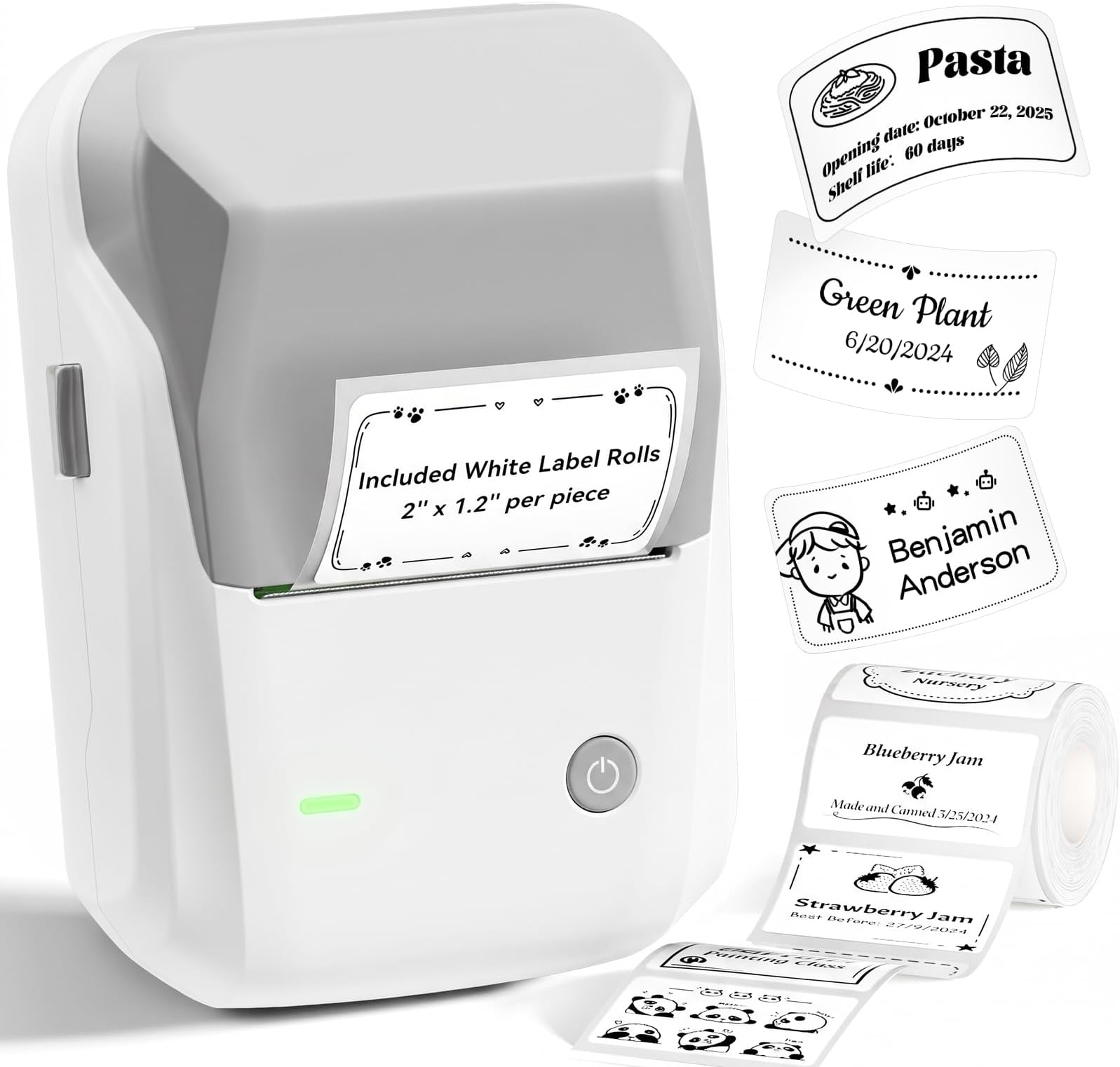 NIIMBOT B1 Label Maker with 1 Roll Tape, 2 Inch Portable Bluetooth Label Printer, 20-50mm Printing Size Thermal Label Maker Machine for Home,School,Office,Retail (Gray White)