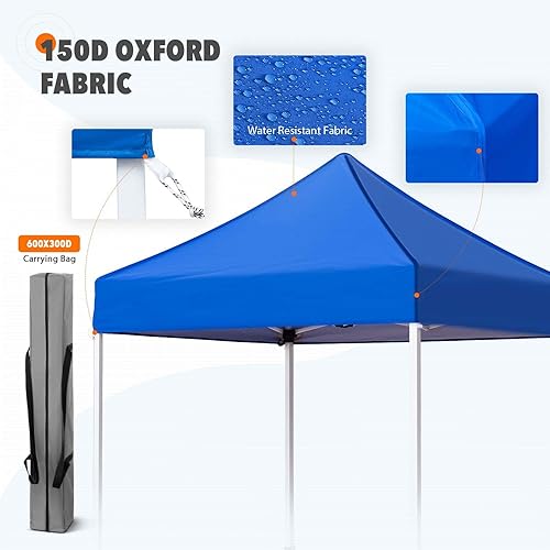 Miniatura 6 de EAGLE PEAK Tienda de campaña desplegable de 5 x 5, toldo instantáneo para exteriores, fácil de instalar, refugio plegable de pierna recta, azul