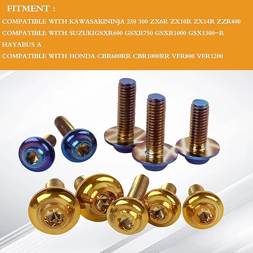 Miniatura 8 de BAIONE Worldmotop - Kit de pernos de acero inoxidable, tornillos y clips de sujeción compatibles con Yamaha, Honda, Kawasaki, Suzuki, BMW, kit de