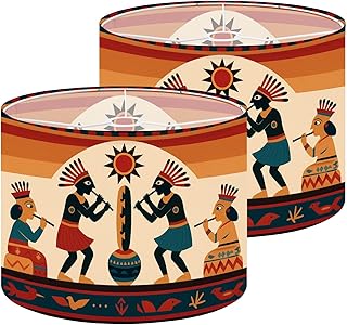 Lamp Shades Set of 2 Kokopelli Southwestern Native American Indian Ancie...