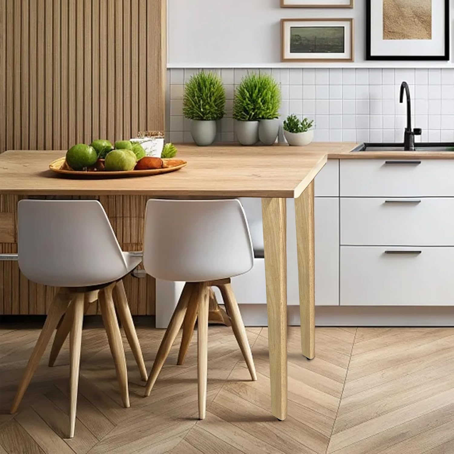 QLLY 28 inch Slant Wooden Table Legs, Solid Wood Angled Desk Legs, Furniture Legs, Set of 4, Easy to Install - Perfect for DIY Dining Tables, Coffee Tables, and Benches (Natural, 28")