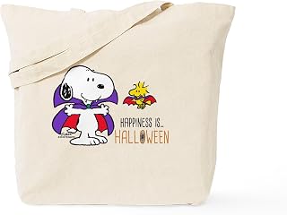 CafePress Snoopy Happiness is Halloween Reusable Natural Beige Canvas Shopping Bag