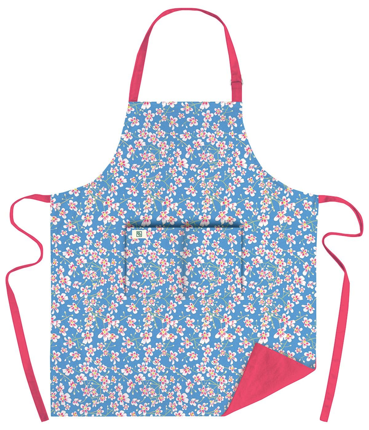 Museums & Galleries Adjustable Apron - 'Saxifrage' Colourful Floral Design by Emily Burningham - Organic Cotton - Stylish Home Accessory