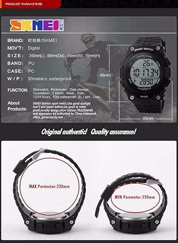 Miniatura 7 de Gosasa Fácil lectura impermeable Relojes deportivos hombres mujeres ejército reloj militar cronómetro 3D podómetro Led Digital reloj de pulsera,